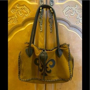 Carla Marcini handbag made in Italy in brown suede